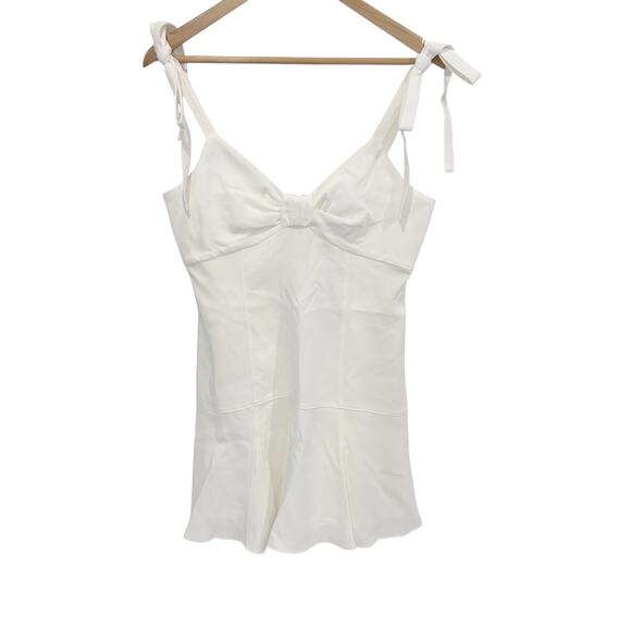 Cinq à Sept Tally Dress Ivory Women's Small Tie Shoulder Fluted Mini 8 NWT - Picture 7 of 7